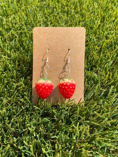 🍓 Strawberry dangle earrings  Free shipping in the USA Single Casual Drop Earring, Casual Single Drop Earring, Nickel-free Casual Drop Earrings, Nickel Free Casual Drop Earrings, Nickel-free Casual Earrings For Gifts, Casual Dangle Hoop Earrings For Gift, Casual Dangle Hoop Earrings As Gift, Nickel Free Casual Earrings For Gift, Casual Drop Earrings As Gift