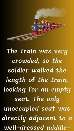 the train was very crowded, so the soldier walked the length of the train looking for an empty seat