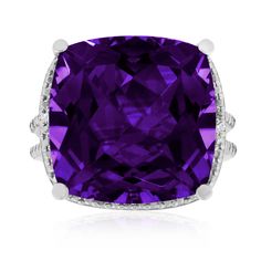 Amethyst Ring | February Birthstone | 12ct Purple Amethyst Ring | SuperJeweler Amethyst Cocktail Ring, Purple Stuff, Everything Purple, Purple Things, Purple Amethyst Ring, Amethyst And Diamond Ring, Purple Jewelry, The Color Purple, Purple Love