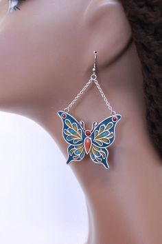 Pendiente Big Butterfly color esmalte Big Butterfly, Butterfly Earrings, Colorful Butterflies, Piercings, Drop Earrings, Color