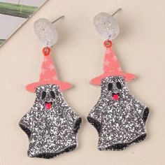 New Without Tags Spooky Earrings, Witch Ghost, Punk Skull, Halloween Cartoon, Starburst Earrings, Ghost Earrings, Glass Drop Earrings, Funny Ghost, Cartoon Funny