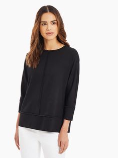 Seam Detail Dolman Tunic – Jones New York Trending Today, Tunic Styles, Jones New York, Boat Neckline, Solid Tops, Everyday Wardrobe, Nice Tops, Soft Knits, Straight Leg Jeans