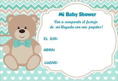 a baby shower card with a teddy bear