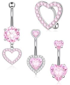 PRICES MAY VARY. Express your love: The pink heart design symbolizes love and affection, making our belly piercing jewelry an ideal gift for yourself or a loved one to show your appreciation and affection. High-quality material: Our Gemtastic Heart Surgical Steel Belly Button Rings are made from surgical steel, ensuring durability and long-lasting wear. Eye-catching design: Featuring a stunning pink heart-shaped gem, our belly piercing jewelry adds a touch of elegance and charm to any navel pier Pink Heart Belly Rings For Valentine's Day, Pink Heart-shaped Belly Rings For Gift, Heart-shaped Pink Belly Rings For Gift, Pink Belly Rings For Wedding, Silver Heart Belly Rings For Valentine's Day, Silver Belly Rings For Valentine's Day, Pink Heart Shaped Body Jewelry For Gift, Pink Heart-shaped Body Jewelry For Gift, Pink Heart Body Jewelry For Gift