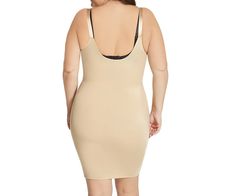 Achieve a flawless silhouette with the InstantFigure Underbust Tank Slip Dress, designed to target and smooth out figure flaws. This plus-size shapewear slip dress provides firm compression to your tummy, waist, back, and hips, giving you a firmer, sleeker look instantly. The open bust area allows you to wear the bra of your choice, while the adjustable straps can be worn in a classic style or crossed over the scoop back to suit your outfit needs. With a pull-on style, this slip dress ensures a Elegant Underbust Smoothing Shapewear, Fitted Sleeveless Beige Shapewear, Elegant Shapewear With Spaghetti Straps, Elegant Solid Shapewear With Spaghetti Straps, Elegant Beige Shapewear With Medium Bust Support, Elegant Solid Color Shapewear With Spaghetti Straps, Fitted Sleeveless Smoothing Shapewear, Elegant Smoothing Camisole Shapewear, Fitted Solid Shapewear With Spaghetti Straps