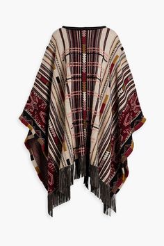 Shop on-sale ETRO Fringed jacquard-knit wool-blend poncho for Woman. Browse the best deals from ETRO and luxury fashion at The Outnet. Coat Cape, Silk Clothing, Wool Poncho, Stole Scarf, Capsule Outfits, Wardrobe Outfits, Wool Shawl, Jacquard Knit, Knitwear Tops