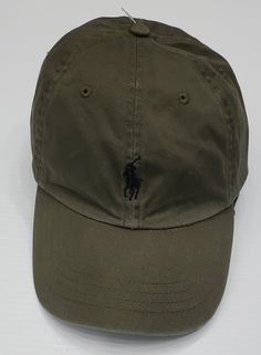 Nwt Polo Ralph Lauren Olive Small Pony Hat - Unique Style Casual Solid Brimmed Baseball Cap, Classic Khaki Cap, Casual Khaki Cap, Classic Khaki Baseball Cap, Casual Khaki Hat With Curved Brim, Casual Khaki Visor Hat, Casual Khaki Baseball Cap With Short Brim, Khaki Short Brim Hat One Size, Classic Green Visor Hats