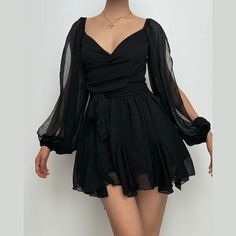 Please refer to our sizing chart for a guideline when choosing a size. 5 business days order processing time. 90% polyester 10% spandex Fitted Mini Dress With Sheer Sleeves In Chiffon, Flowy Puff Sleeve Flirty Dress, Flowy Flirty Dress With Puff Sleeves, Chiffon Mini Dress With Sheer Sleeves, Sheer Sleeves Chiffon Mini Dress, Flirty Flowy Dress With Puff Sleeves, Flirty Mini Dress With Sheer Sleeves, Black Mini Dress With Elastic Sleeves, Fitted Dress With Sheer Lantern Sleeves