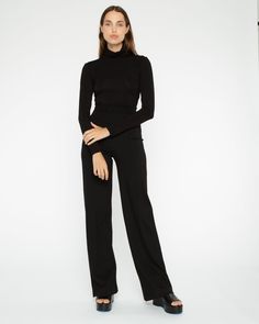 Black Ponte Knit Straight Leg Pant Tall And Short, Straight Leg Pant, Perfect Pant, Casual Elegance, Work Pants, Who What Wear, Straight Leg Pants, Get Dressed, Body Types