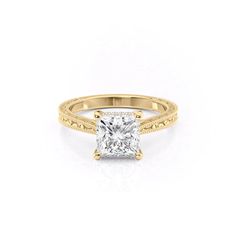 Princess Yellow Gold 14K The Elizabeth, Princess Yellow Gold 18K The Elizabeth Custom Made Engagement Rings, Vine Pattern, Colored Engagement Rings, Lab Diamond Engagement Ring, Rose Gold Wedding Bands, Natural Diamond Ring, Engagement Rings Round, Yellow Gold Setting, Eternity Wedding Band