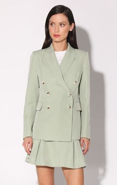 Tilda Blazer, Jade Classic Blazer Dress For Spring, Chic Spring Blazer With Double Button Closure, Spring Business Casual Blazer With Buttons, Classic Spring Blazer With Buttons, Spring Double-breasted Blazer Dress With Buttons, Spring Semi-formal Blazer With Buttons, Tailored Spring Blazer With Button Closure, Classic Spring Double Breasted Suit For Office, Classic Double Breasted Spring Office Suit