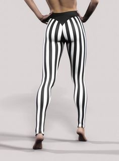 Shop safely outside the EU with Free DHL Express Shipping above $100! These V-shaped belt leggings feature a bold black-white vertical stripes pattern and come with a strong slimming effect. Designed to sculpt and flatter, these high-waisted leggings provide a sleek, slimming silhouette while the V-shaped belt enhances your curves and supports your belly with its double-layered fabric. Made from stretchy, moisture-wicking material, they offer maximum comfort and flexibility for yoga, gym sessions, or casual wear. Perfect for those who love stylish, high-performance activewear that stands out, these leggings are a must-have for any fashion-forward fitness enthusiast.  Why our products? - UV protection UPF 50+ ; - Shaping cut that lifts the booty; - Move smoothly with our all-way stretch fab Punk Style Stretch Bottoms For Cosplay, Alternative Stretch Bottoms For Cosplay, Cosplay High Waist Fitted Pants, White Fitted Bottoms For Alternative Fashion, Fitted White Bottoms For Cosplay, White Fitted Punk Style Bottoms, White Fitted Bottoms For Cosplay, White Gothic Fitted Bottoms, Fitted Thigh High Leggings For Cosplay