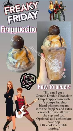 an advertisement for frappuccino ice cream