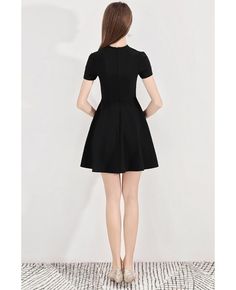 Shop Simple Little Black Short Party Dress With Bow Neckline online. All instock with free shipping. Pro since 2009. Black Short Party Dress, Black Party Dresses Short, Short Party Dress, Wedding Store, Dress With Short Sleeves, Wedding Rentals, Wedding Boutique, Style Dresses, Formal Party