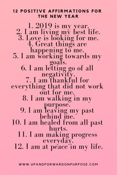 a poem written in black on a pink background with the words positive affirmations for the