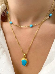 Necklaces Gift, Dainty Necklaces, Real Turquoise, Gold Necklaces, Necklace Dainty, Dainty Necklace, Turquoise Stone, Stone Necklace, Necklace Gold