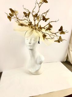 Gold Fascinator Derby Hat Butterfly Headpiece Wedding | Etsy Gold Mini Hat For Spring Evening, Gold Mini Hat For Evening In Spring, Gold Mini Hat For Spring Evenings, Gold Fascinator For Spring Evening, Whimsical Gold Headpiece For Weddings, Gold Fascinator For Spring Garden Party, Whimsical Gold Wedding Headpiece, Gold Headpiece For Evening At Royal Ascot, Gold Spring Wedding Fascinator