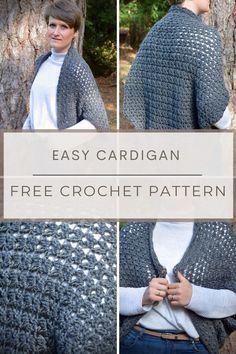 the easy crochet cardigan shawl is made with two rows of yarn