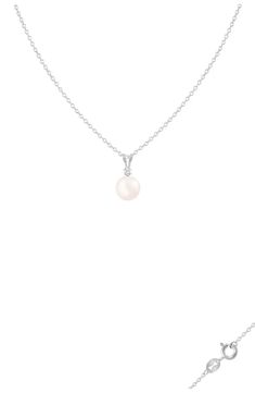 SPLENDID PEARLS Sterling Silver Diamond Accented 7-7.5mm Freshwater Pearl Pendant Necklace | Nordstromrack Wedding Pearl Pendant Necklace, Dainty Chain Necklace, Dainty Chain, Pearl Pendant Necklace, Seed Pearl, Pearl Diamond, Pearl Size, Pearl Drop, Silver Diamonds