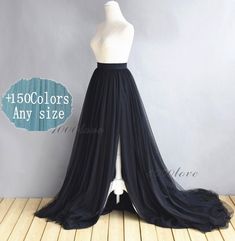 Adult Soft Split Tulle Skirt Long Maxi Tulle Skirt With a - Etsy Black Tulle Maxi Skirt For Evening, Fitted Black Tulle Maxi Skirt, Black Fitted Tulle Maxi Skirt, Elegant Floor-length Tulle Skirt, Elegant Tulle Skirt With Long Train, Long Sheer Tulle Skirt, Wedding Maxi Dress With Tulle Skirt, Fitted Tulle Maxi Skirt For Evening, Elegant Tulle Skirt For Prom Season