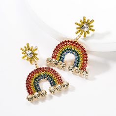 Vibrant rainbow cubic zirconia ensure a dazzling accent to your everyday styles for a sparkling, whimsical finish. 1.57'' W x 2.13'' L 18k gold-plated copper / cubic zirconia Jewerly Diy, Earring Sale, Diamond Jewelry, Everyday Fashion, Ear Cuff, Crochet Earrings, Cubic Zirconia, 18k Gold, Cd