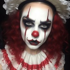 Female Creepy Clown Makeup, Womens Scary Clown Makeup, Ladies Clown Makeup, Scary Clown Face Makeup, Scary Clown Makeup Tutorial, Bad Clown Makeup, Creepy Girl Clown Makeup, Scary Girl Clown Makeup, Killer Clown Makeup Scary