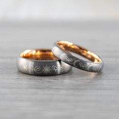 2 Piece Couple Tribal Sun and Moon Rings, Sun and Moon Wedding Bands, Tribal Sun and Moon Rings, Gunmetal Rings, Gunmetal Tungsten Bands, Sun and Moon Wedding Bands Symbolic Wedding Jewelry With Intricate Design, Spiritual Metal Wedding Rings, Celestial Style Engraved Wedding Jewelry, Celestial Style Engraved Jewelry For Wedding, Wedding Rings With Intricate Metal Design, Symbolic Stainless Steel Jewelry For Wedding, Wedding Rings Engraved Metal, Engraved Metal Wedding Rings, Gold Moon Phase Rings For Wedding