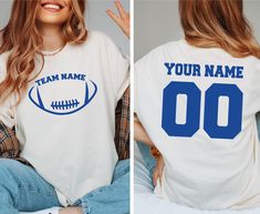 Create your unique team look with our customizable sport shirt! Personalize it with your team name and number for a one-of-a-kind jersey. Perfect for football teams, special gifts, and showing team spirit. Design your custom shirt today and stand out on game day! Custom Sport Shirt, Personalized Team Shirt, Custom Football Gifts 👉HOW TO ORDER👈 1️⃣ Please review all the information provided before placing an order 2️⃣ Select the shirt type and size using the drop down menu. 3️⃣ Select the color of the shirt using the following drop down menu. 4️⃣ Need more Items? Add the current item in the cart. And If you like to add more items to your order please press the back button and repeat steps 1-3 again. 5️⃣ Once all your desired items are in your cart you may complete your order by entering y Customizable Team Spirit Tops For Team Events, Custom Team Shirts, Custom Sports Shirts, Spirit Design, Number Shirt, Custom Football, Football Teams, Team Shirt, Football Gifts