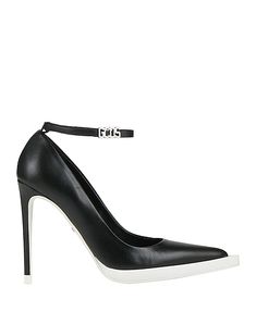 black and white high heels with ankle strap; yoox Gcds Heels, Gcds Morso Heels, Black And White High Heels, Luxury Black Synthetic Heels, Diesel Heels Black, High-end Black Pointed Toe Heels, White High Heels, Ralph Lauren Outfits, Pumps Flat