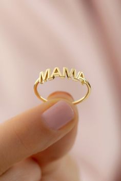 10 14k 18 Solid Gold Simple Mama Ring, Dainty Gold Mother Ring, Mothers Day Gift Jewelry, Handmade Mother Ring Mom Birthday Stacking Ring GiftMother's Day Gift Collection Products are perfect choice for a Christmas, Mother’s Day, birthday, wedding, anniversary, gift. It’s a good way to show appreciation to your mom, wife, or grandmother Also, a special treat just for yourself.  FEATURES• Made to order• Solid Gold (real gold, not gold plated or gold filled material)• Gold Karat: 10K (417) - 14K ( Anniversary Birthstone Ring Hallmarked, Hallmarked Ring For Anniversary On Mother's Day, Yellow Gold Initial Ring For Mother's Day Wedding, Yellow Gold Initial Ring For Wedding On Mother's Day, 14k Gold Hallmark Rings For Anniversary, Yellow Gold Engraved Ring For Wedding And Mother's Day, Anniversary 14k Gold Rings With Hallmark, Yellow Gold Engraved Wedding Ring For Mother's Day, Heirloom 14k Gold Rings As Gift