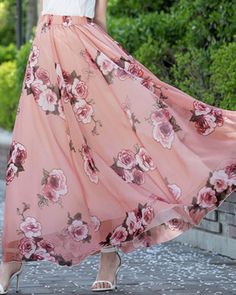 * A long skirt with elastic waist and beautiful prints. * A-line shape and wide hem, can make you look more taller and slimmer. * Made of pearl chiffon and fully lined. * Can custom make waist size and skirt length. * Material: 100% polyester * Size: True to US size, US 0-US 20 are available, you can let us know your usual size and height in your order. * Shipping: Free shipping Processing time : 5-7 Business days Delivery time : 7-20 Business days Tracking number available If you need rush orde Spring Flowy Maxi Skirt, Flowy Maxi Skirt For Spring, Feminine Flowy Maxi Skirt With Elastic Waistband, Spring Maxi Dress With Gathered Skirt, Elegant Pink Floral Print Maxi Skirt, Pink Floral Print Maxi Bottoms, Floral Print A-line Flowy Maxi Dress, Flowy A-line Maxi Dress With Floral Print, Floral Print A-line Maxi Dress With Flowy Skirt