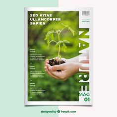 a magazine cover with a hand holding a plant