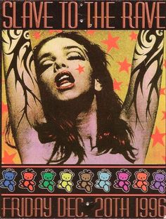 the poster for slave to the rave, which features an image of a woman with long hair