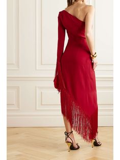 Taller Marmo, Crepe Dress, Asymmetric Hem, Net A Porter, Women Collection, Red Dress, Luxury Design, Color Design, The Dress