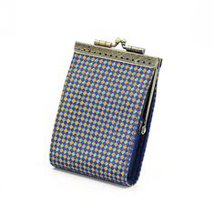 "This cute card holder is a lovely gift for your friends and family as well. Accordion Style, Kiss Clasp Frame, Brocade card holder with RFID protection Hold up to 8 cards 4.75\" H x 3\" W x 1\" D Brocade fabric" Retro Multicolor Wallets As Gifts, Retro Rectangular Wallets For Gifts, Vintage Blue Wallets For Gifts, Retro Rectangular Wallets For Daily Use, Vintage Blue Rectangular Wallets, Vintage Blue Rectangular Wallet, Vintage Handmade Card Holder, Retro Style Rectangular Wallets For Daily Use, Handmade Vintage Rectangular Card Holder