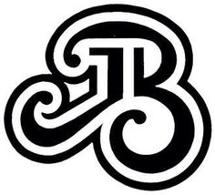 the letter b with swirls in black and white