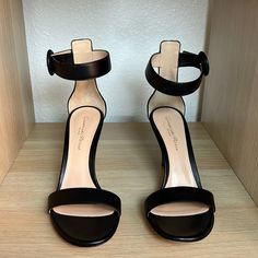 Nwob Gianvito Rossi Leather Portofino Heels In Black, Size 6.5, Never Worn! No Box, But They Will Come With A Dust Bag. These Heels Are Retailing On Fwrd For $895, So This Is A Steal :) Great Staple Shoe For Your Wardrobe. Quiet Luxury! Luxury Ankle Strap Heels For Work, Luxury Open Heel Medium Width Heels, Ankle Strap Heels With Contrasting Heel Counter, Formal Sandals With Contrasting Heel Counter And High Heel, Calf Leather Heels With Open Heel For Work, Calf Leather Open Heel Heels For Work, Calf Leather Open Heel Work Heels, Elegant Calf Leather Sandals With 4-inch Heel, Sleek Heels With Calf Leather And Heel Strap