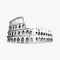 an ink drawing of the colossion in rome sticker on a white background