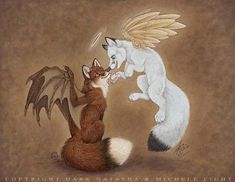 Brief Encounter - "Collaboration I did with Michele Light with good and evil foxes." Fox Images, Brief Encounter, Chibi Cat, Fox Pictures, Fox Illustration, Canine Art