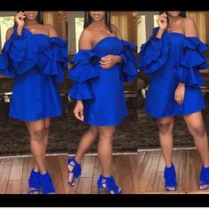 A Beautiful Blue Dress Royal Blue Fit And Flare Dress Short, Blue Dresses For Sneaker Ball, Blue Party Dress Luulla, Short Blue Wedding Dress, Royal Blue Prom, Blue Prom Dresses, Royal Blue Prom Dresses, Blue Wedding Dresses, Ruffle Sleeve Dress