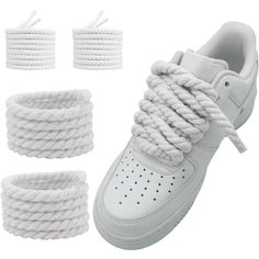 100% Cotton Compatibility: Perfectly Replacement Shoe Laces For Sneakers, Are The Same Size And Quality As The Standard Version. Also Fits Replacement Shoelaces For Various Sports Shoes, Canvas Shoes, Casual Shoes, Athletic Running Sneakers Etc. High Quality Materialschunky Twisted Shoe Laces Made From 100% Cotton Materials, 8-Ply Braided Cotton Rope Hemp Design, Cotton Laces Are Soft, Solid, Durable, Double-Knot And Non-Slip Features. Fashion Designnatural Braided Textures Will Give Them A Stre Rope Shoe Laces, Shoelace Belt, Air Force 1 Sneakers, Color Combos Outfit, White Rope, Red Rope, Thick Rope, Shoes Canvas, Braided Rope