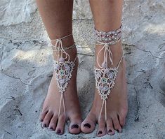 Barefoot sandals lace crochet Kit jewelry Anklets bracelet | Etsy Adjustable Crochet Barefoot Sandals For Beach, Handmade White Barefoot Sandals For Beach, Bohemian Crochet Barefoot Sandals For Festivals, Handmade Barefoot Sandals For Beach Wedding, Handmade White Barefoot Sandals For Vacation, Handmade White Bohemian Barefoot Sandals, White Handmade Bohemian Barefoot Sandals, White Bohemian Handmade Barefoot Sandals, Handmade Bohemian Barefoot Sandals For Beach Wedding