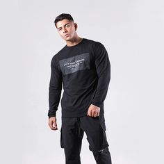 Long Sleeve Sweat Absorb Men's Sports & Fitness T Shirt Price: 40.00 & FREE Shipping Worldwide #men #mensfitness #fitnessapparel #mensportswear #mensgymwear #gymwear #sportswear #mensathleisure #athleisure #bodybuilding #musclefit #mensfitnessapparel #activewear #mensactivewear #mensgymapparel #hardcore #sportstshirt #menssportstshirts #mensoutdoortshirts Long Sleeve Workout T-shirt With Letter Print, Functional Black Long Sleeve T-shirt, Black Tops With Letter Print For Light Sports, Sporty Moisture-wicking Sweatshirt For Training, Black Moisture-wicking Sweatshirt For Workout, Black Moisture-wicking Workout Sweatshirt, Breathable Long Sleeve Tops For Streetwear, Technical Style Athletic Fit Tops For Streetwear, Sportswear Gym Sweatshirt Sweat Resistant