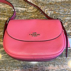 Never Used With Tags Macie Shoulder Bag In Watermelon; Stored In Smoke Free Home Coach Bags Perfect As Gifts, Coach Bags Perfect For Gifts, Coach Bag For Gift, Pink Coach Bag As Gift, Coach Crossbody Shoulder Bag Gift, Coach Crossbody Shoulder Bag For Gift, Coach Leather Bags As A Gift, Coach Satchel Shoulder Bag Gift, Red Leather Bag