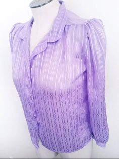 Check out this item in my Etsy shop https://www.etsy.com/listing/973946883/vintage-70s80s-sheer-ribbon-pinstriped Spring Party Striped Blouse, Formal Purple Summer Blouse, Fitted Lavender Blouse For Party, Striped Long Sleeve Party Blouse, Star Blazers, Ribbon Style, Vintage Blouse, Velvet Blazer, Puff Sleeve Blouse