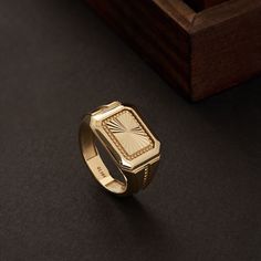 Elevate your style with our 14K Solid Gold Engraved Signet Ring for Men. This handcrafted ring, made from genuine 14K solid gold, is customizable with engravings, making it the perfect gift for husbands and boyfriends. The square signet design adds a touch of classic sophistication, making it a timeless piece of men's jewelry. Celebrate special moments and express your emotions with this exquisite ring, reflecting your unique bond and individual style. -- ⋆ This product is designed with Runda's fine handcrafting with sustainable methods. ⋆ Express-insured shipping to the whole world and delivery to cargo in only 3 business days. ⋆ Free return and warranty Product Details * 14K Real Solid Gold * 6.75 GR 5% -+ * Customizable Size * Yellow - White - Rose Gold Available * Hypoallergenic * Mode Black Clover Ring, Unique Ring Designs For Men, Man Gold Ring Design, Man Ring Design Gold, Gents Ring Gold Men, Men Gold Ring Design Unique, Gold Rings For Men Unique, Men’s Jewelry, Gold Ring Designs For Men