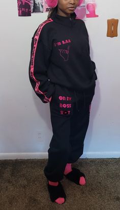 Step up your fashion game with the B.A.E Women's Oversized Tracksuit! This cute and comfy sweat suit is perfect for ladies making boss moves who want to do it in style and comfort.  Crafted from a high-quality 65% cotton and 35% polyester blend fabric, this tracksuit is both durable and comfortable. The half-zip baggy style sweatshirt is designed to be oversized, providing a relaxed look that's perfect for lounging around the house or running errands.  The B.A.E Women's Oversized Tracksuit comes in four trendy colors: Beige, Lavender, Black, and Pink - choose the one that best reflects your personality! The embroidered pattern on this tracksuit adds an extra touch of sophistication to your look while keeping it simple enough for everyday wear. This tracksuit comes in USA women sizes so you Oversized Tracksuit, Spring Fall Outfits, Boss Moves, Comfy Sweats, Womens Pajama, Track Suits, Sweat Suit, Baggy Style, Pyjama Sets