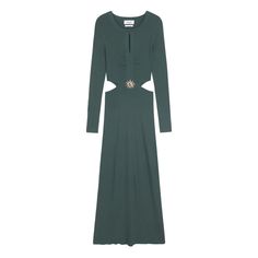 DÉtails : Easy to wear, Brooch, Side openings, V neck, Flowy, Long sleeves. Composition : Viscose : 80%, Nylon : 20%. Fabrication : China. Dark Green, Long Dress, Porter, Composition, Long Sleeves, China, Womens Dresses, Green, Dresses