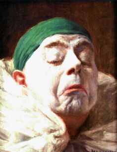 a painting of an old man with a green headband