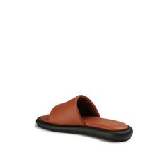 Giorgia Sandals | Women’s Sandals | Italian Leather Shoes - Italeau Nuova Brown Leather Slides For Spring, Chic Leather Open Toe Slippers, Leather Slide Sandals With Textured Sole, Trendy Open Toe Slides With Textured Sole, Chic Brown Leather Slides, Chic Brown Slides With Leather Footbed, Leather Open Toe Slip-on Slides, Modern Leather Flip Flops For Vacation, Leather Slip-on Open Toe Slides